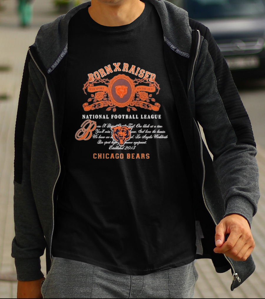 Born X Raised National Football League Chicago Bears 2015 T-Shirt