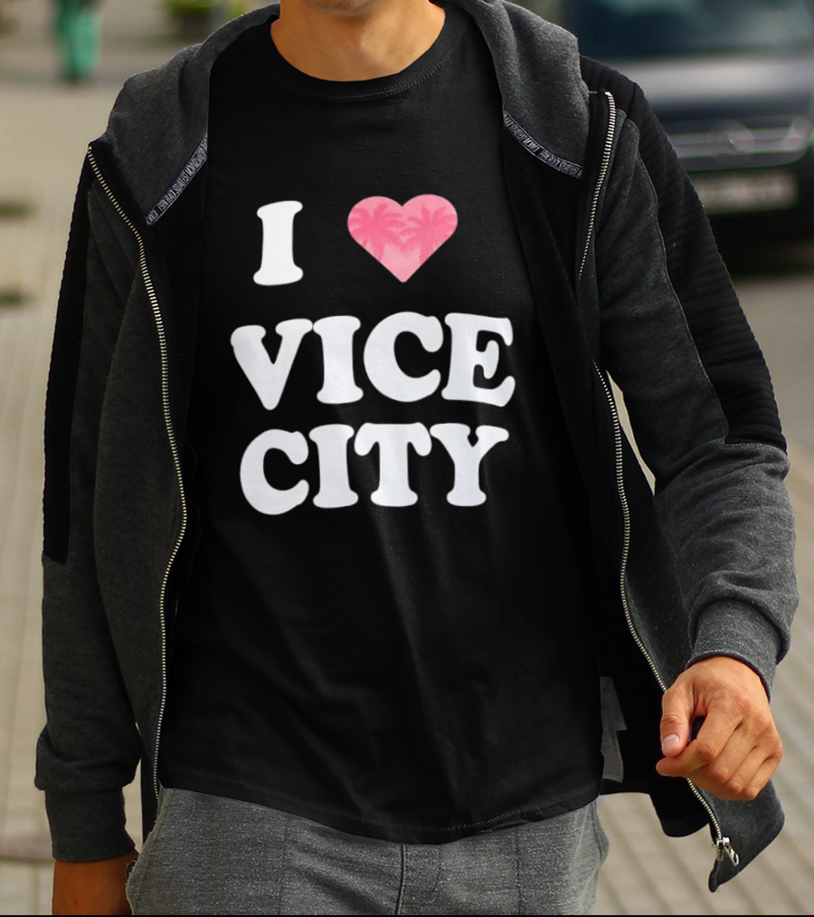 I Love Vice City 2026 GTA Palm Trees Retro Game T-Shirt