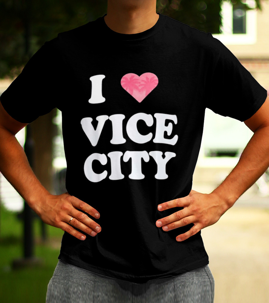 I Love Vice City 2026 GTA Palm Trees Retro Game T-Shirt