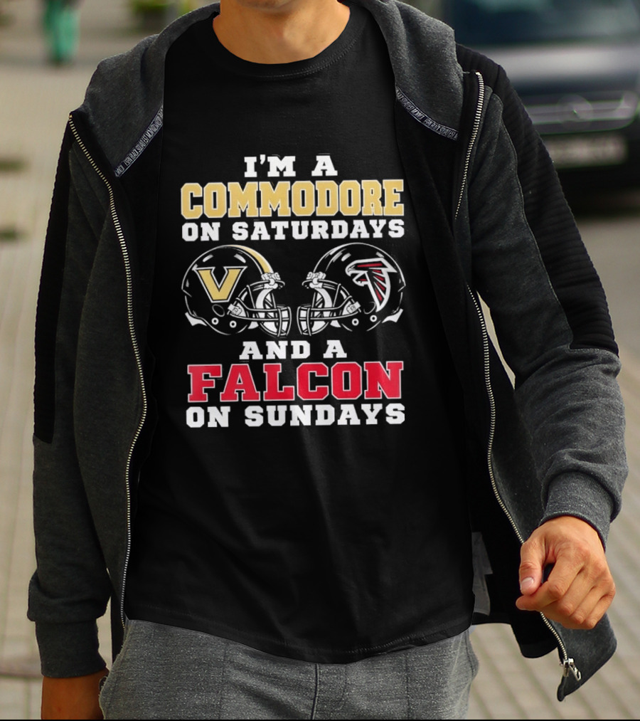 I'm A Commodore On Saturdays And A Falcon On Sundays Football Helmets T-Shirt