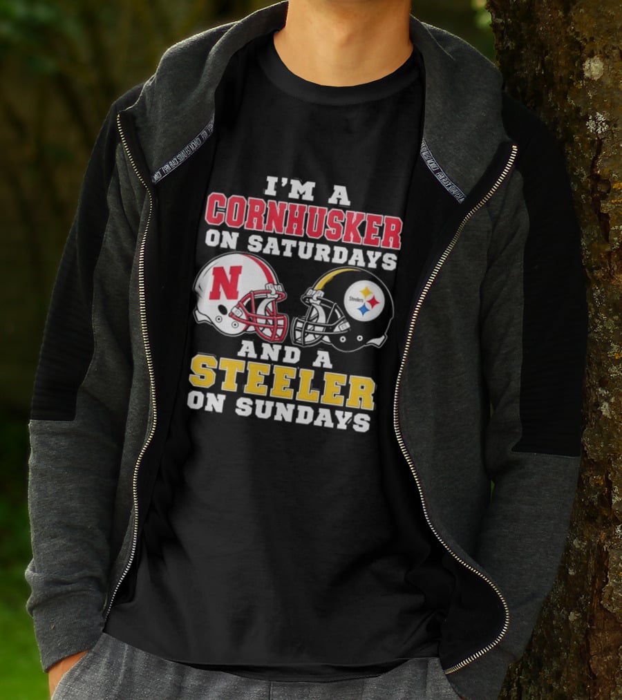 I'm A Cornhusker On Saturdays And A Steeler On Sundays Nebraska Pittsburgh Football Fan T-Shirt