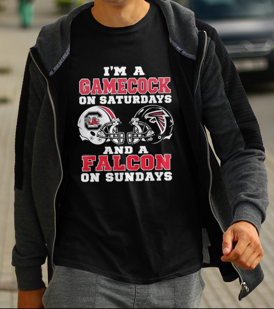I'm A Gamecock On Saturdays And A Falcon On Sundays Football Helmets T-Shirt