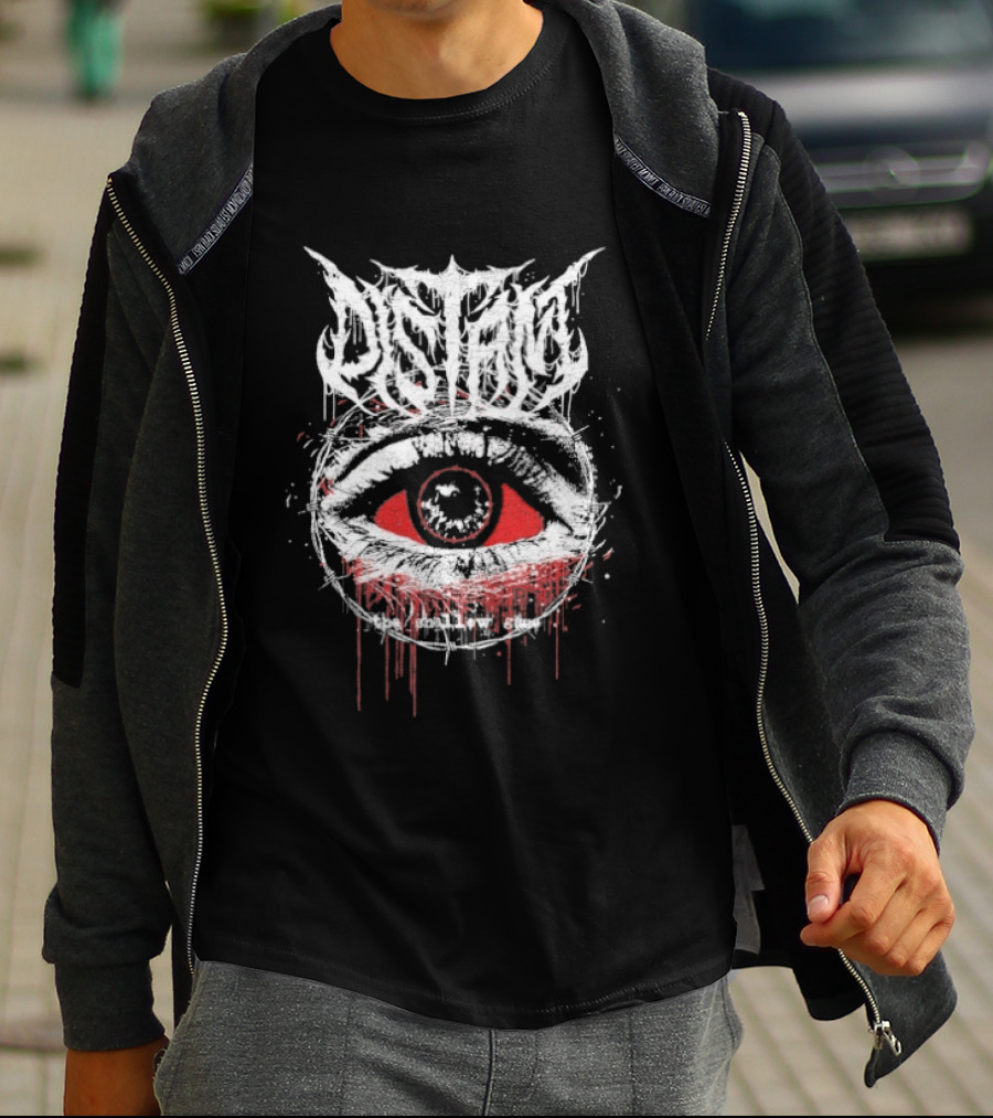 Distant Shallow Gaze Eye Red Dripping Eye With Stylized T-Shirt