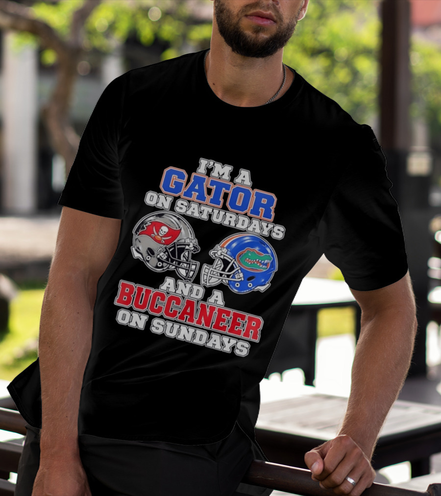 I'm A Gator On Saturdays And A Buccaneer On Sundays Football Helmets T-Shirt