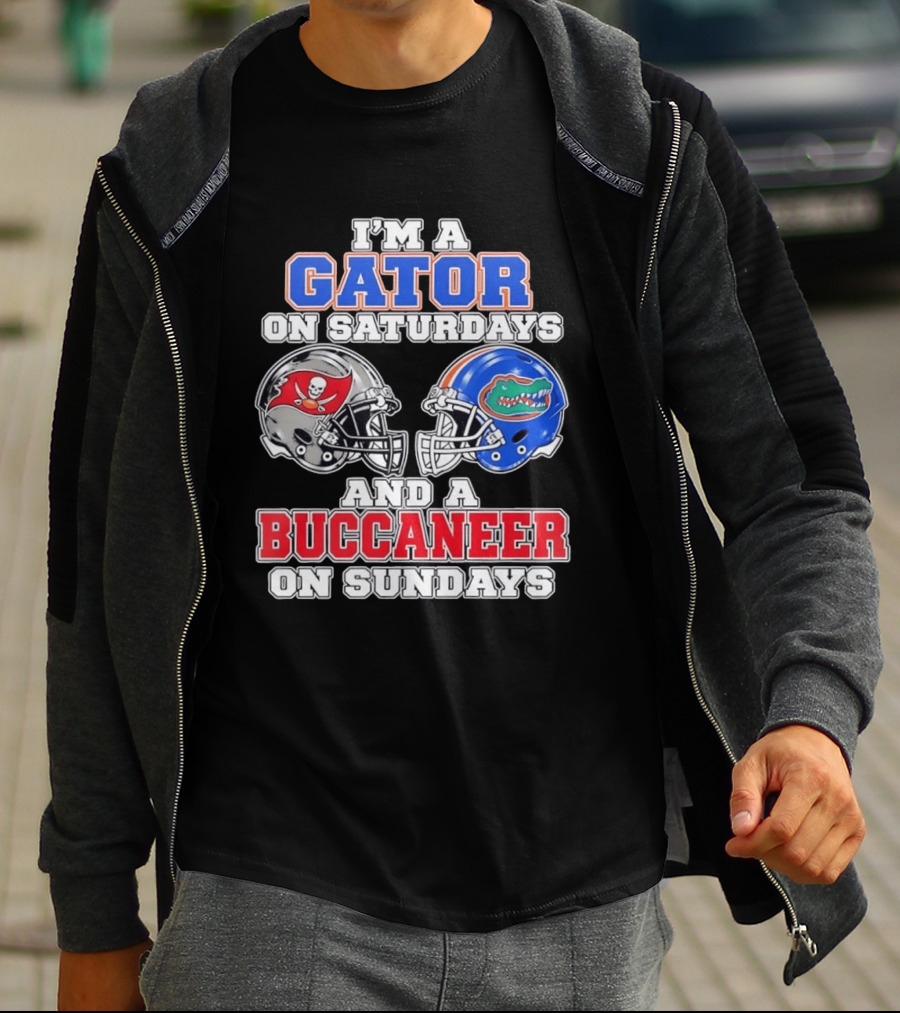 I'm A Gator On Saturdays And A Buccaneer On Sundays Football Helmets T-Shirt