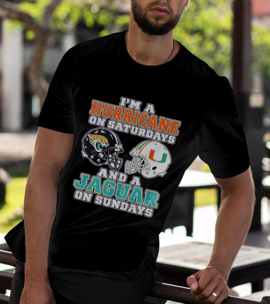 Hurricane Saturdays Jaguar Sundays Football Helmets T-Shirt