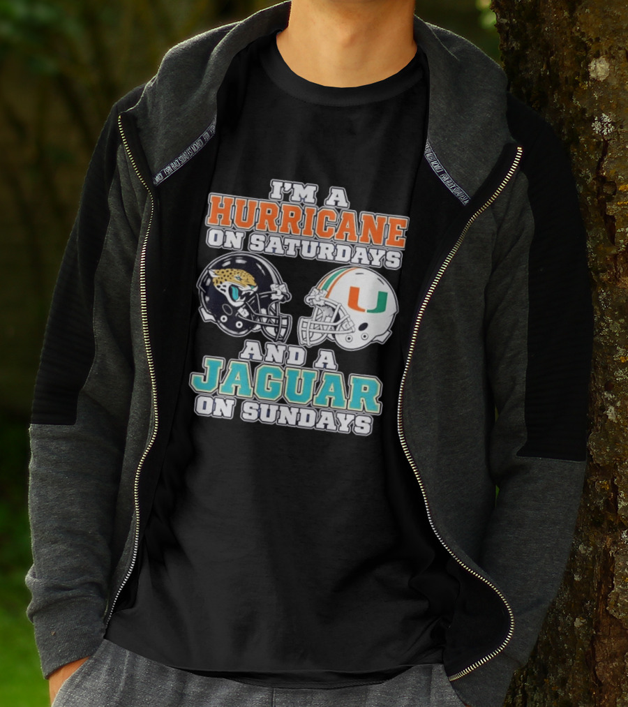Hurricane Saturdays Jaguar Sundays Football Helmets T-Shirt