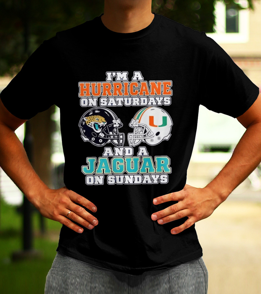 Hurricane Saturdays Jaguar Sundays Football Helmets T-Shirt