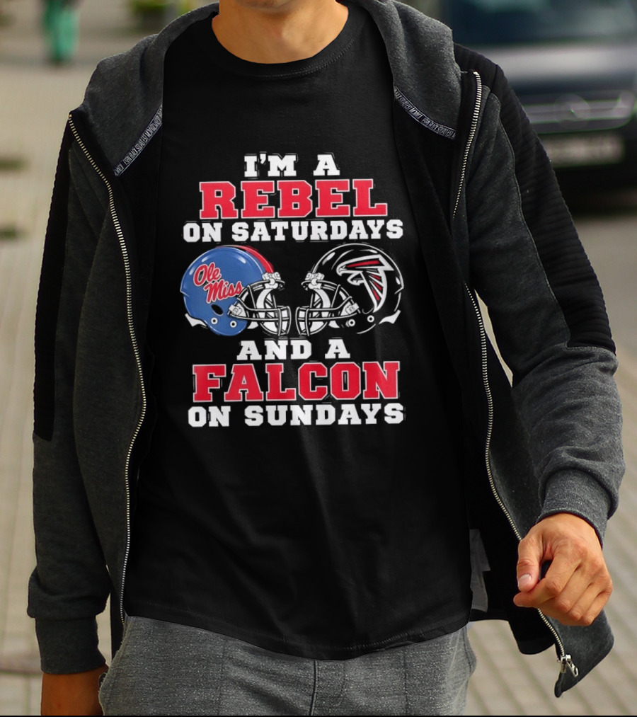 Ole Miss Rebels Saturdays Atlanta Falcons Sundays Football Helmets T-Shirt
