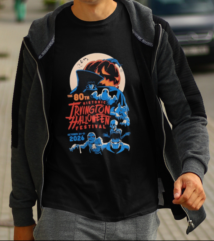 80th Historic Irvington Halloween Festival October 24 31 2026 Vintage Monsters T-Shirt