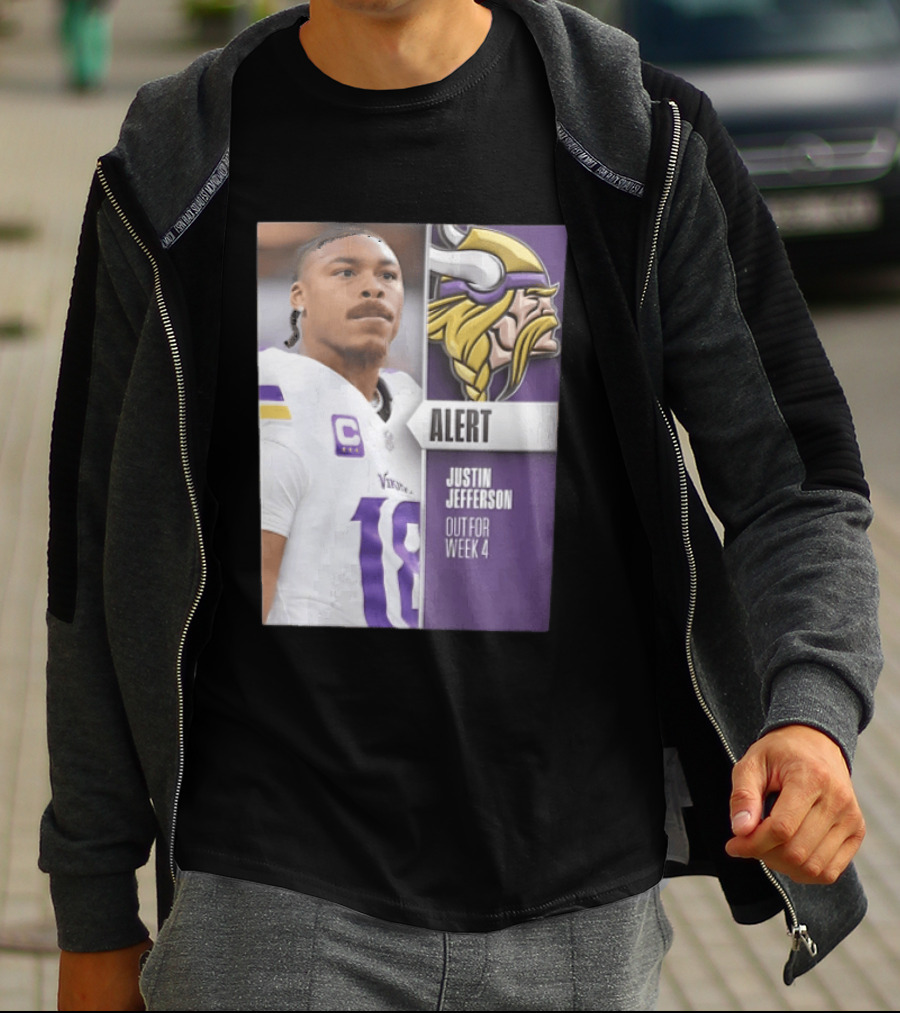 Alert Justin Jefferson Out For Week 4 Vikings Player Update T-Shirt