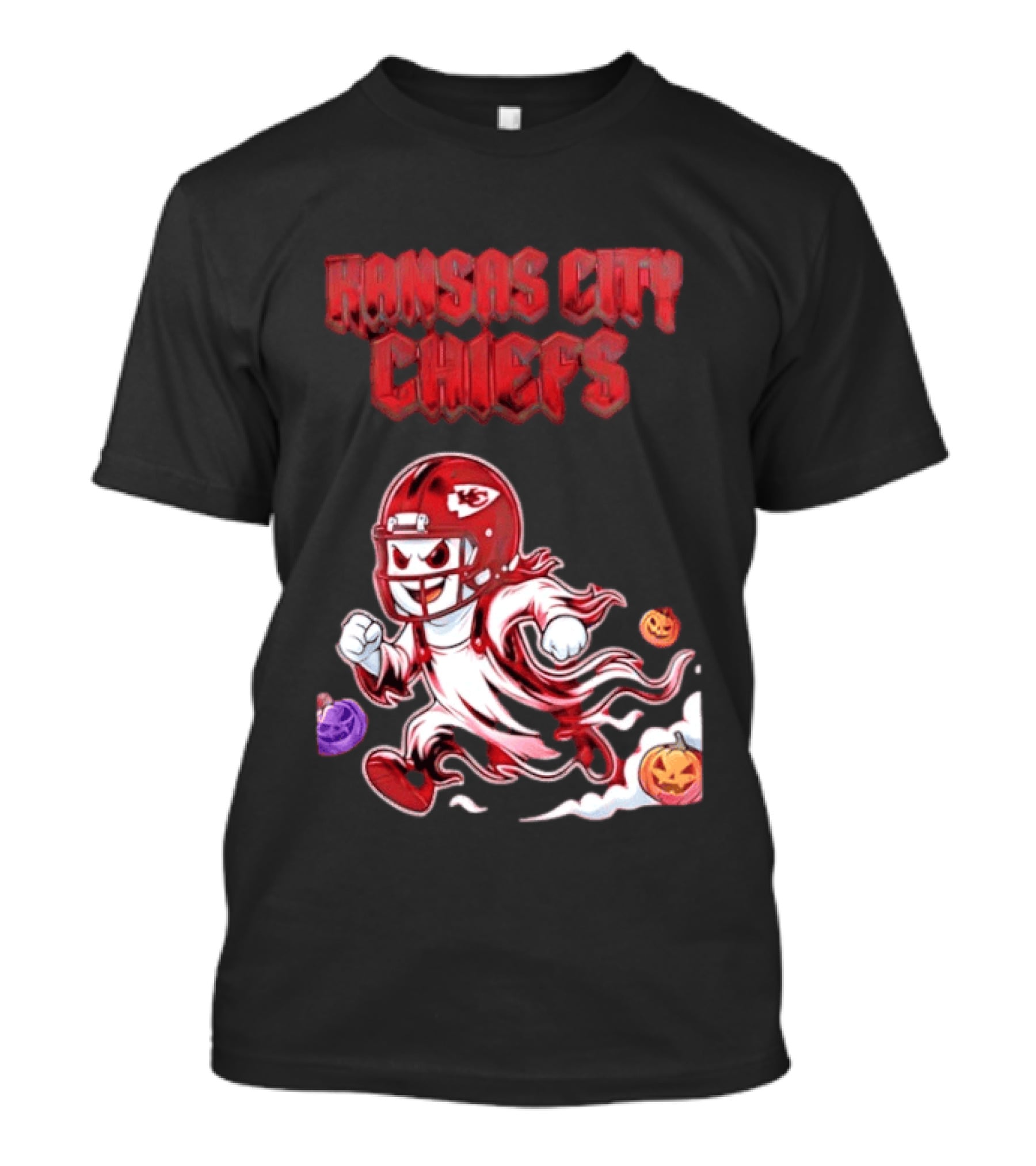 Kansas City Chiefs Halloween Ghost Football 2026 Spooky Pumpkins T-Shirt