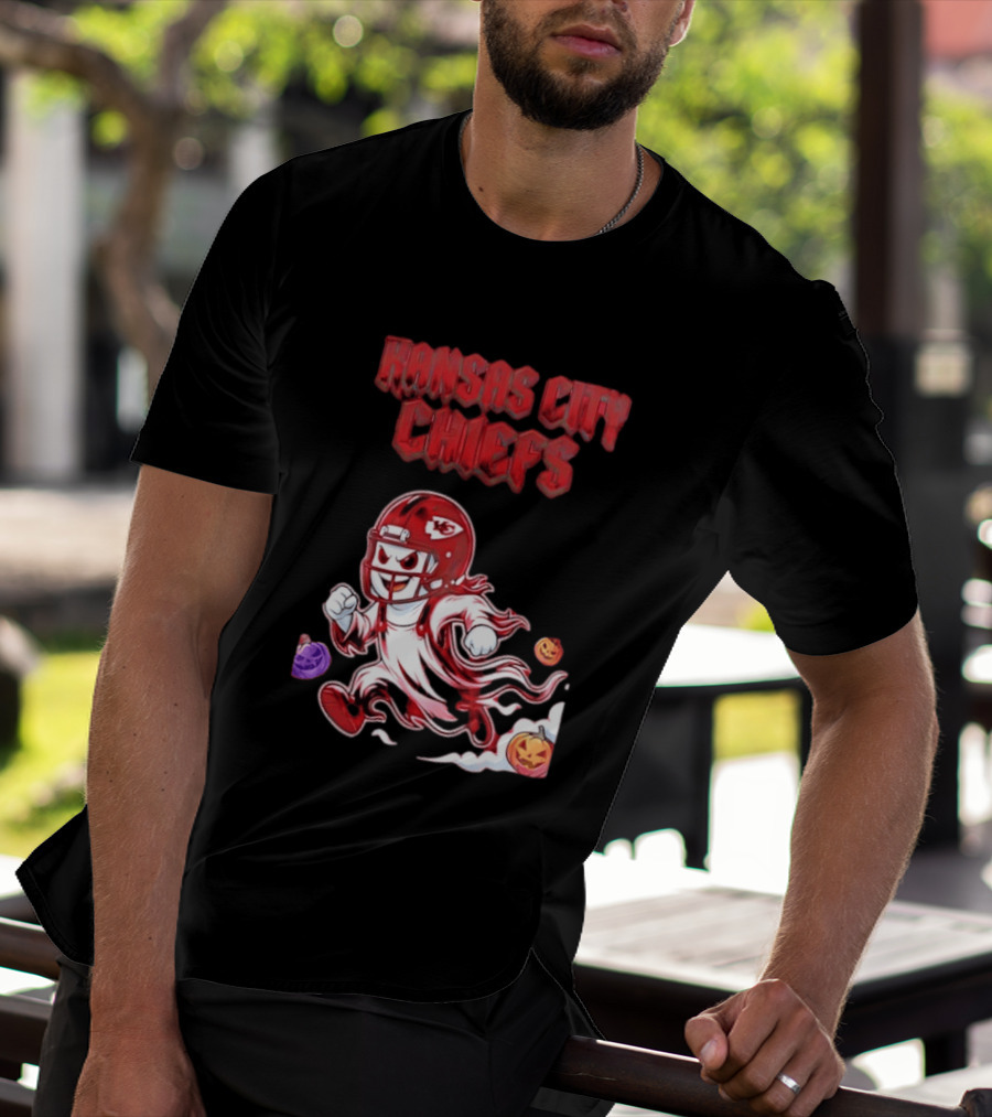 Kansas City Chiefs Halloween Ghost Football 2026 Spooky Pumpkins T-Shirt