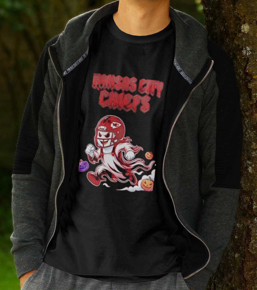 Kansas City Chiefs Halloween Ghost Football 2026 Spooky Pumpkins T-Shirt