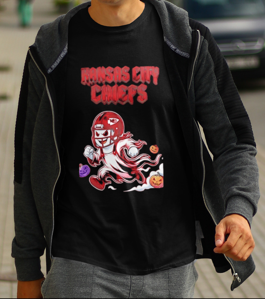 Kansas City Chiefs Halloween Ghost Football 2026 Spooky Pumpkins T-Shirt