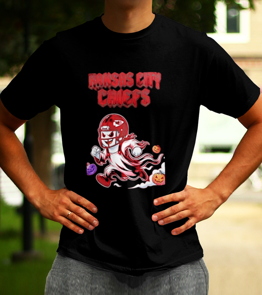 Kansas City Chiefs Halloween Ghost Football 2026 Spooky Pumpkins T-Shirt