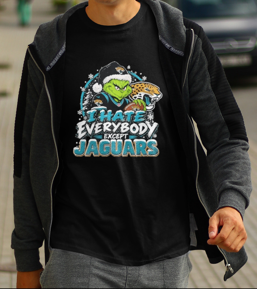 Original Jacksonville Jaguars Grinch I Hate Everybody Except Jaguars Fans Christmas Holiday T-Shirt