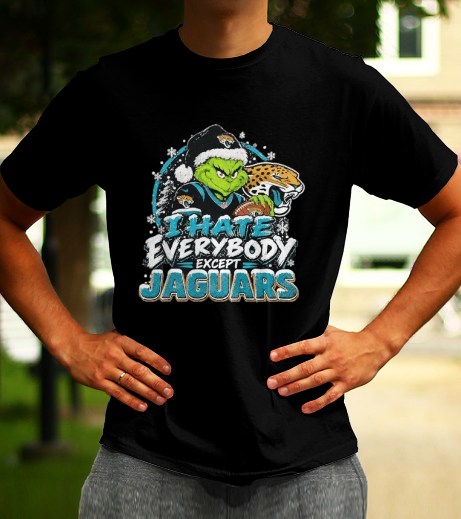 Original Jacksonville Jaguars Grinch I Hate Everybody Except Jaguars Fans Christmas Holiday T-Shirt