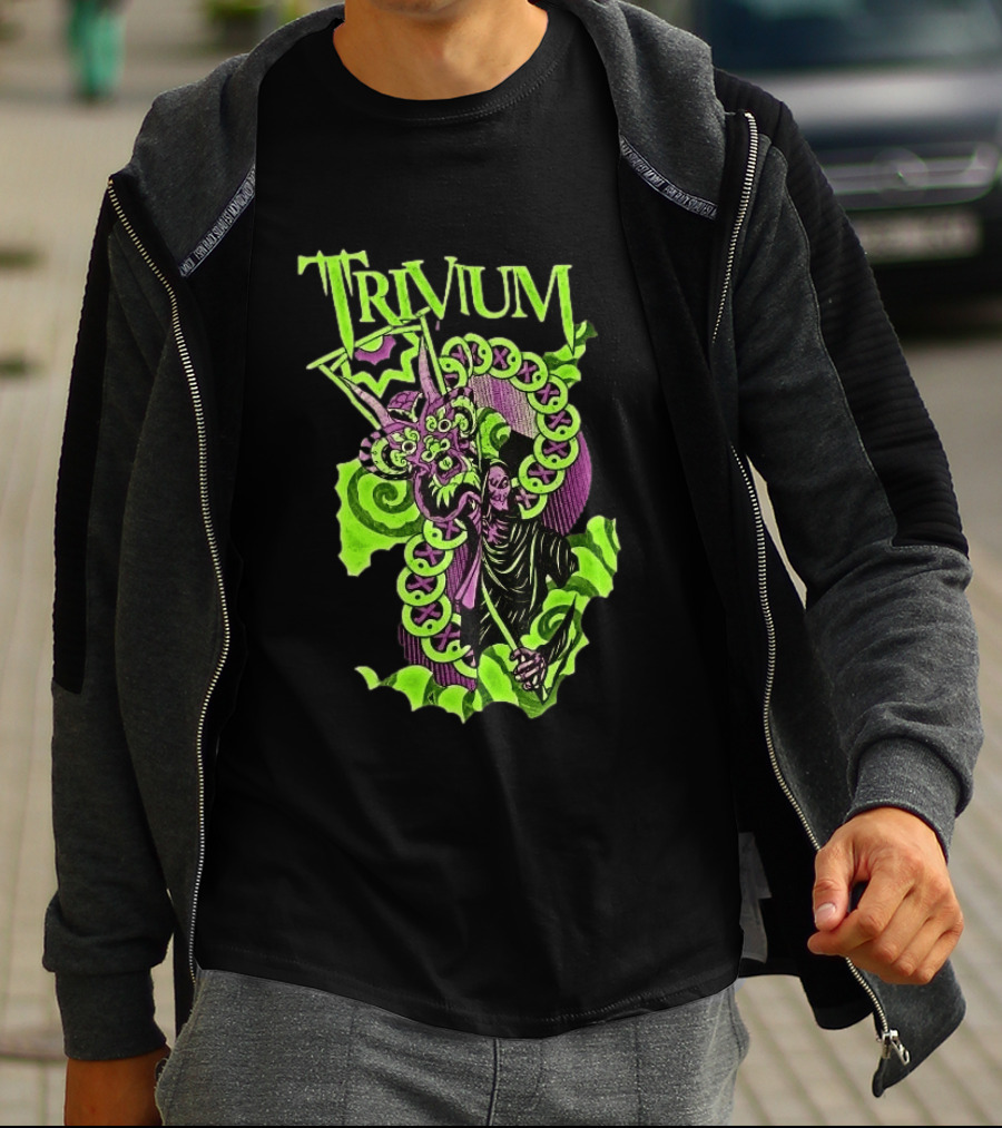 Trivium Australia Tour 2026 Neon Green Serpent Wizard T-Shirt