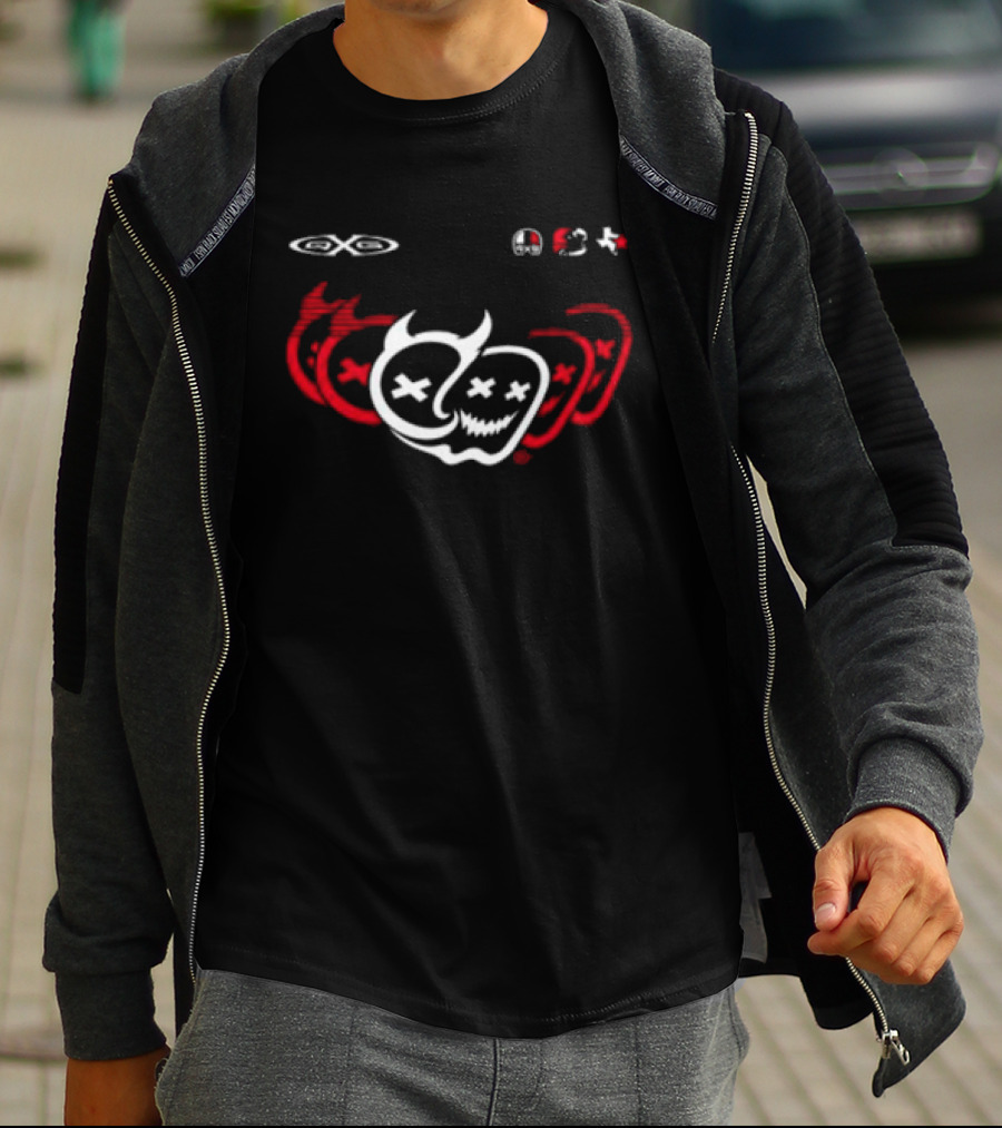 Quiet Racing Club Store Void Emojis Skulls Wings Red White T-Shirt