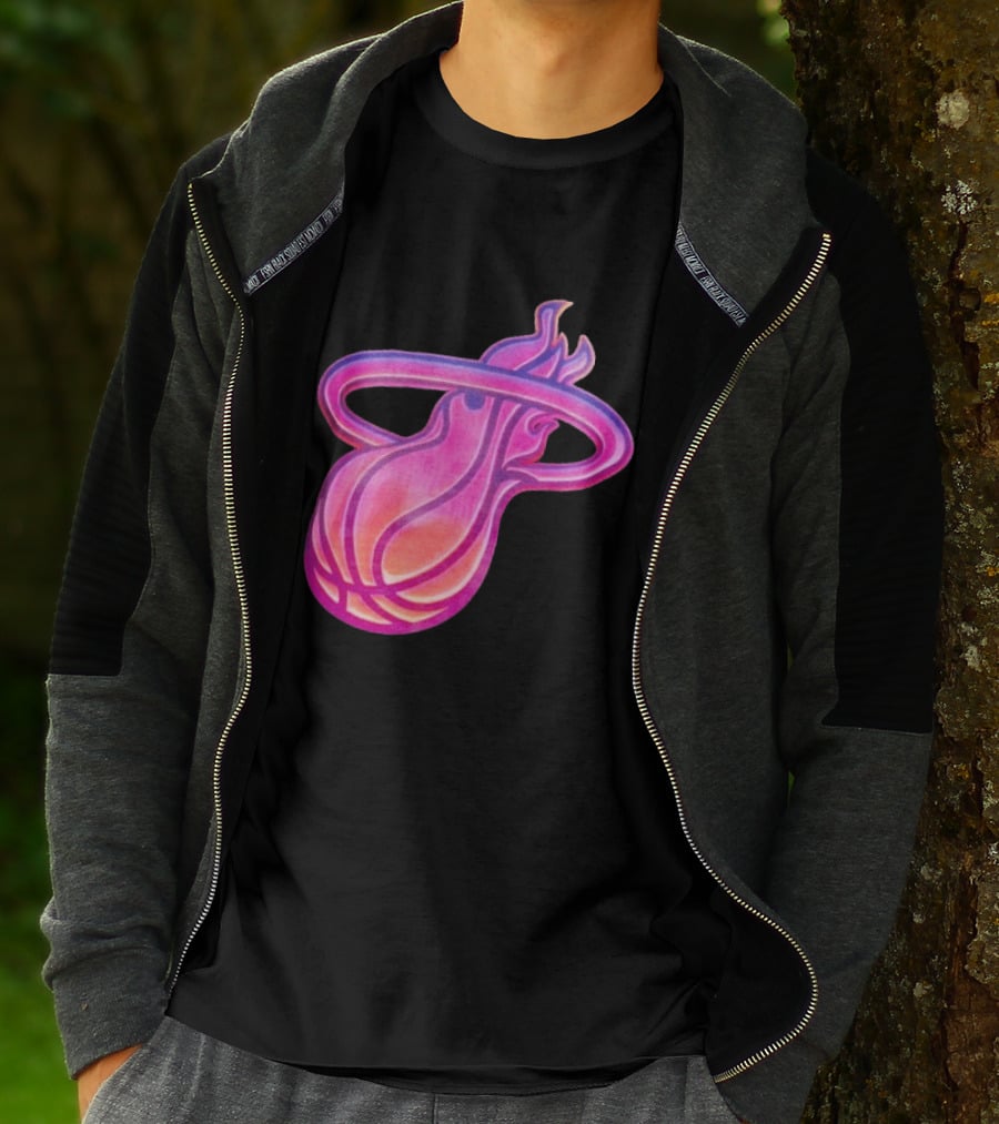 Miami Heat Court Culture Vice City Flaming Basketball T-Shirt