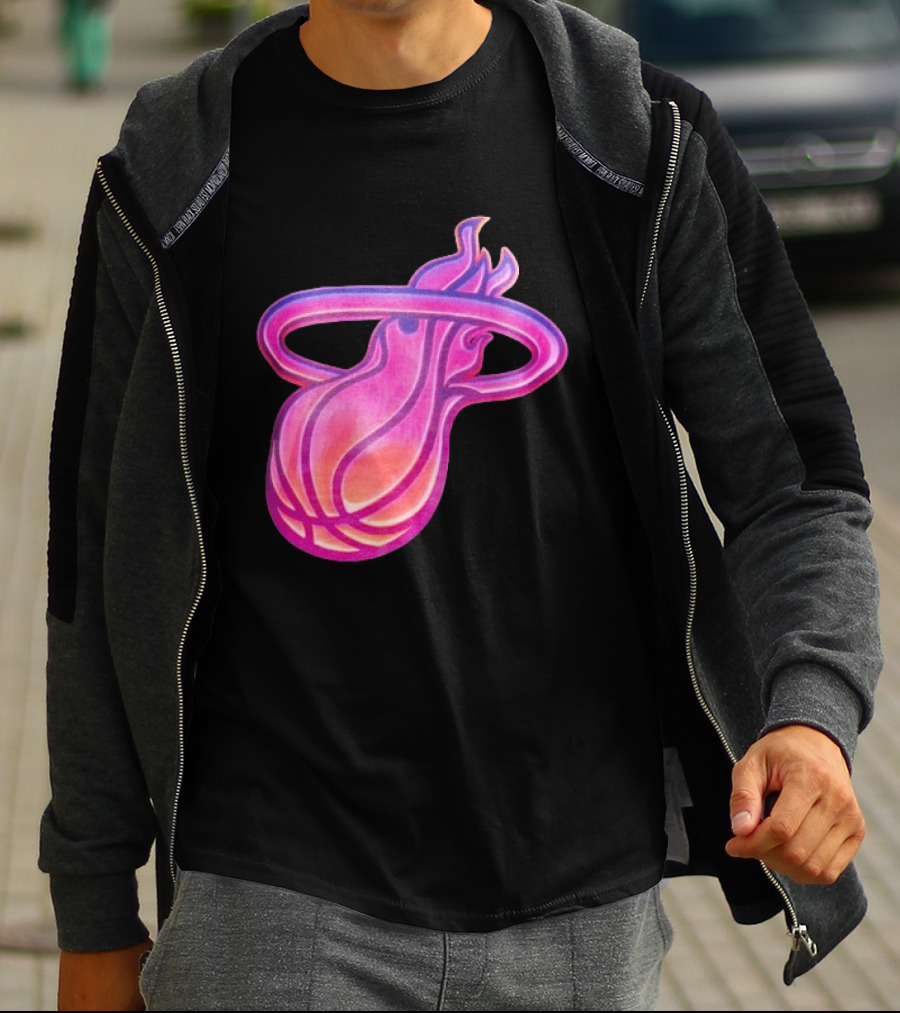 Miami Heat Court Culture Vice City Flaming Basketball T-Shirt