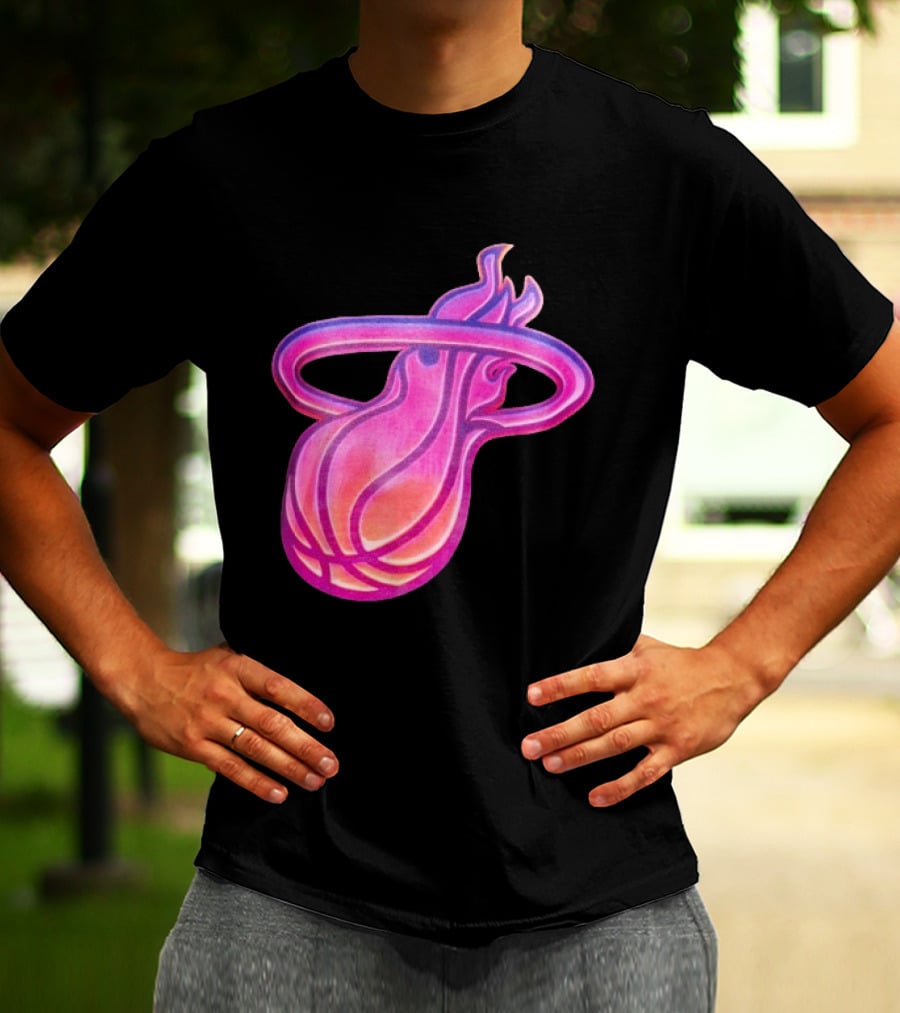 Miami Heat Court Culture Vice City Flaming Basketball T-Shirt