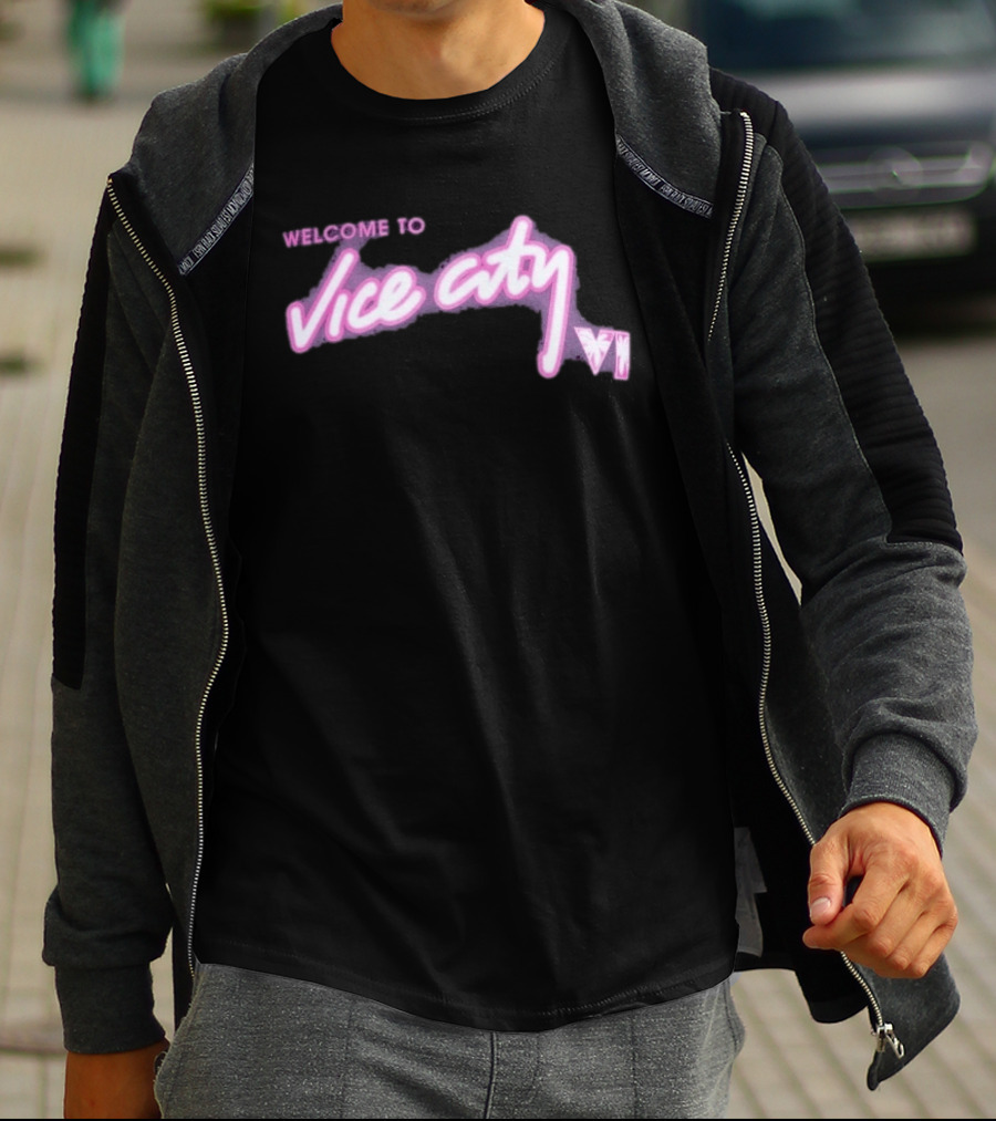 Miami Heat Court Culture Welcome To Vice City VI Pink Neon T-Shirt