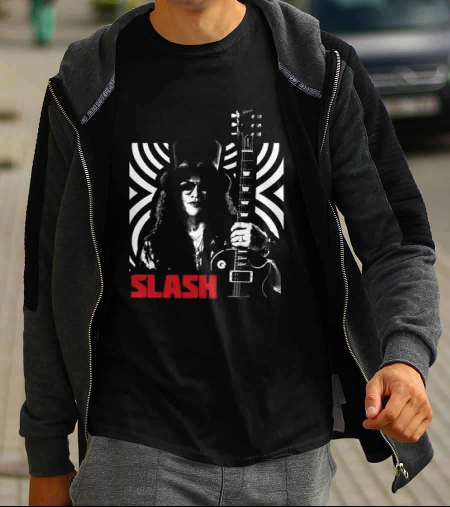 SLASH Iconic Guitarist And Guitar Bold Classic Rock T-Shirt