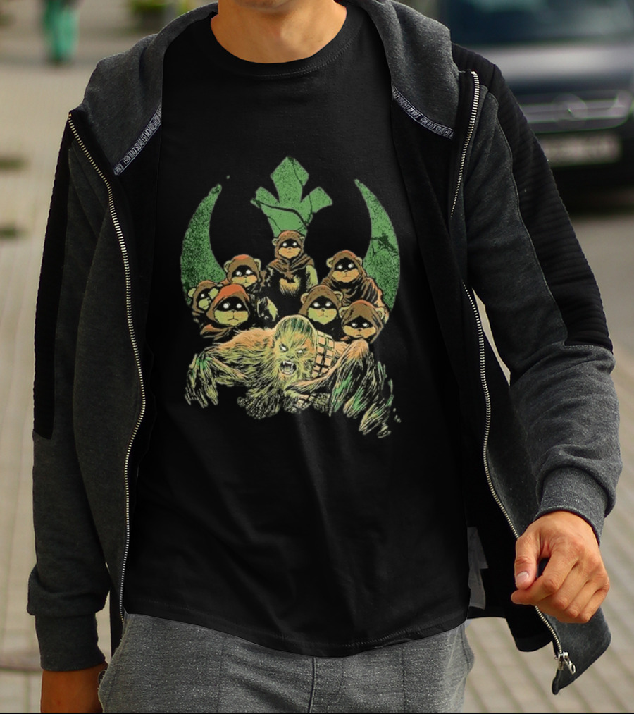 Star Wars Chewbacca And Ewoks Resistance Rebellion T-Shirt