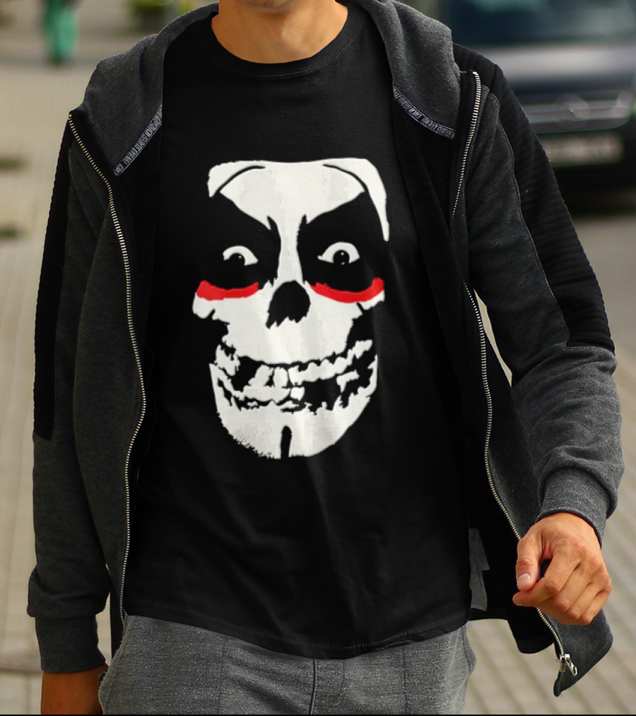 Misfits Danhausen Skull Face Design With Red Accents T-Shirt