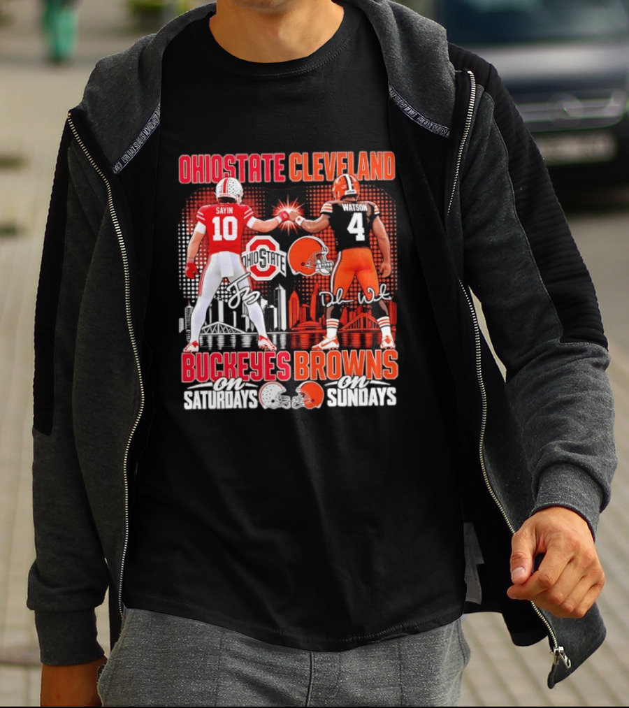 Ohio State Cleveland Buckeyes Browns Sayin Watson Saturdays Sundays T-Shirt