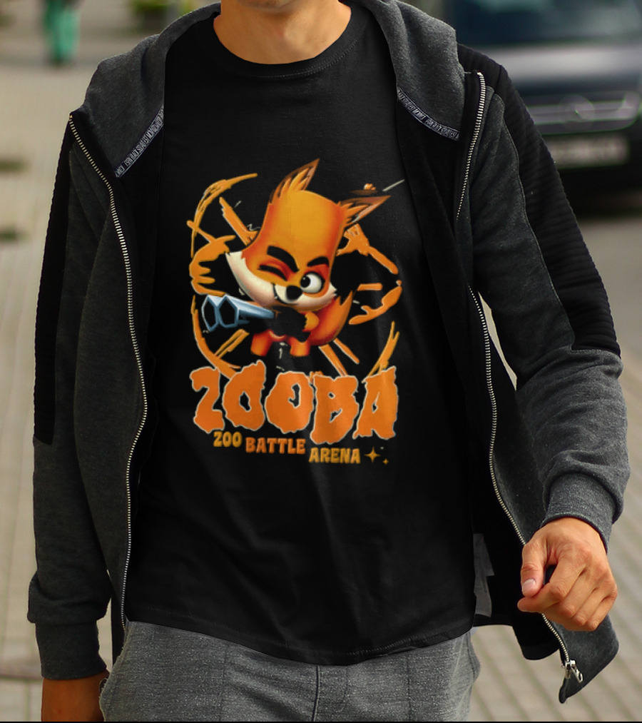 Zooba Zoo Battle Arena Fox Character With Orange And Blue T-Shirt