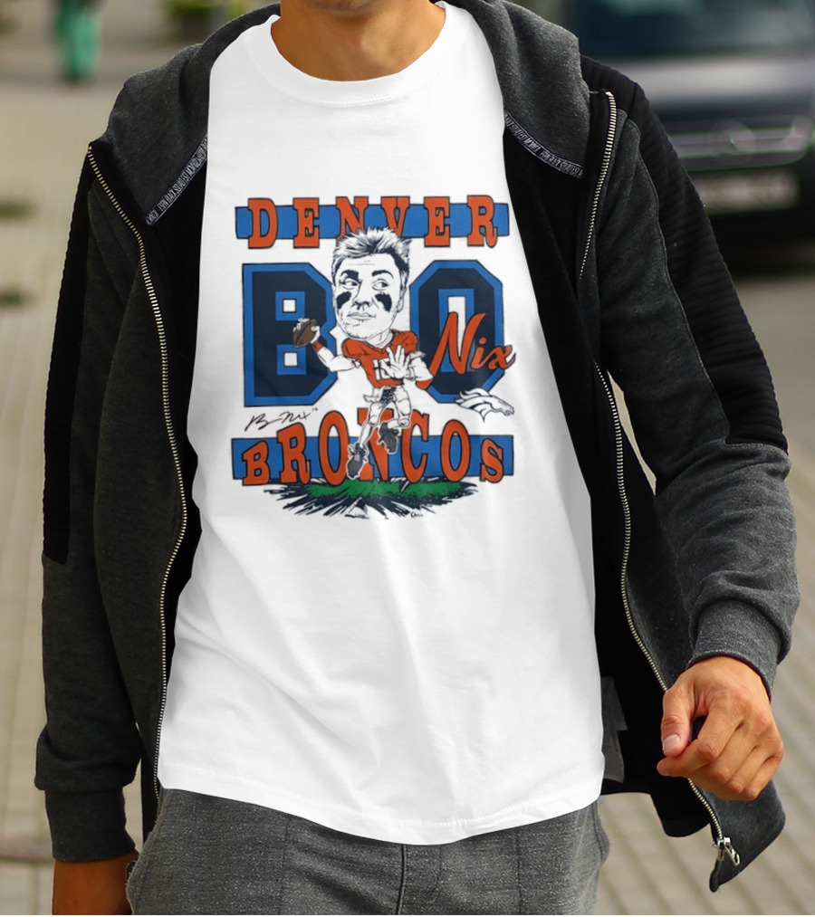 Denver Broncos Bo Nix Caricature Player T-Shirt