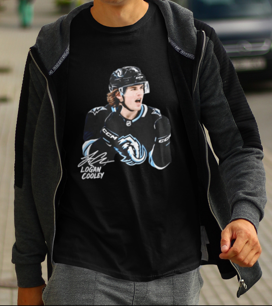 Arizona Coyotes Logan Cooley 92 Hockey Player Gesture CCM Jersey T-Shirt
