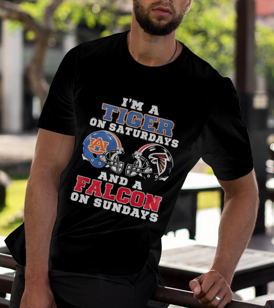 Auburn Tigers Saturdays Atlanta Falcons Sundays Helmet Fans T-Shirt