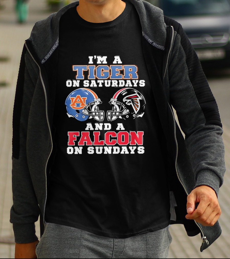 Auburn Tigers Saturdays Atlanta Falcons Sundays Helmet Fans T-Shirt
