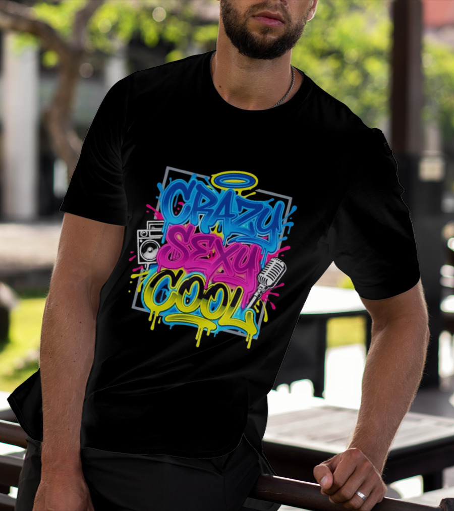 Crazy Sexy Cool Graffiti Boombox Microphone 90s R&B T-Shirt