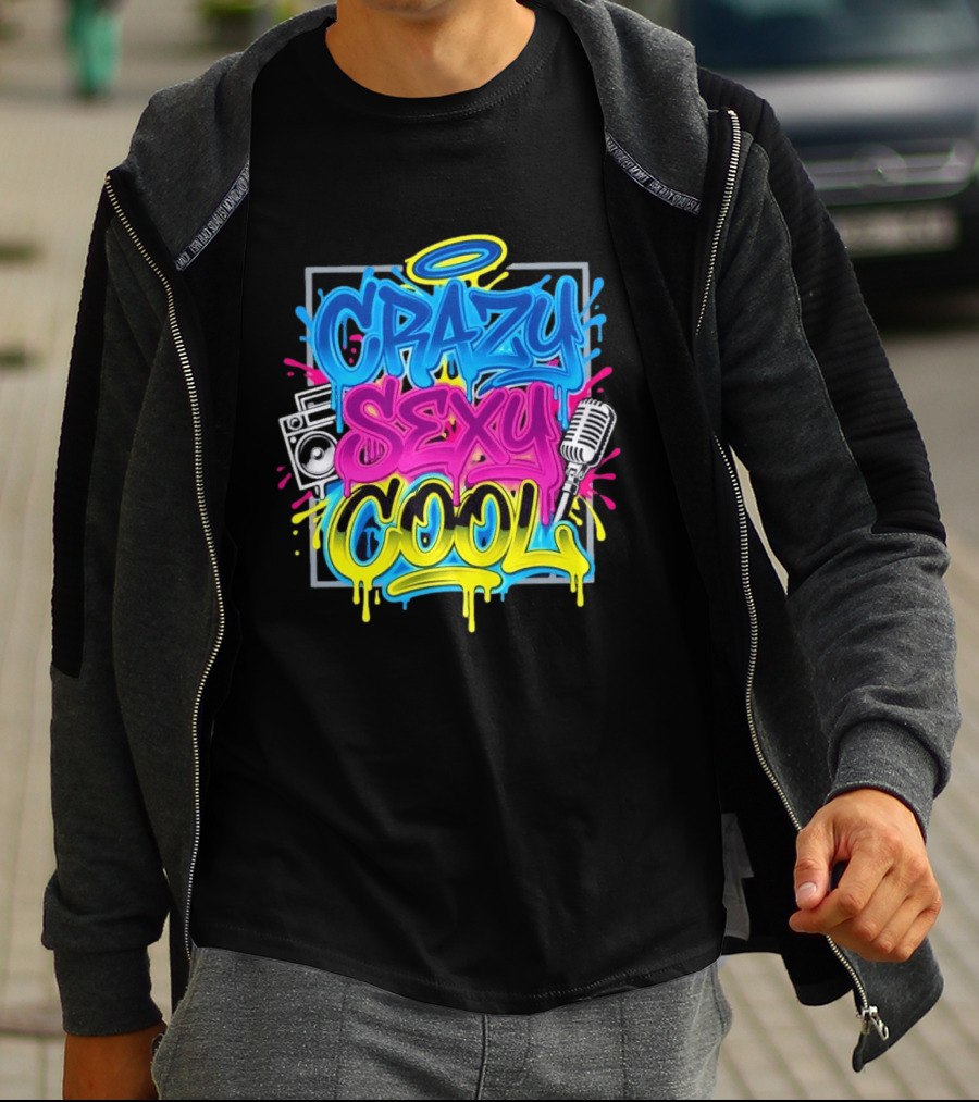 Crazy Sexy Cool Graffiti Boombox Microphone 90s R&B T-Shirt