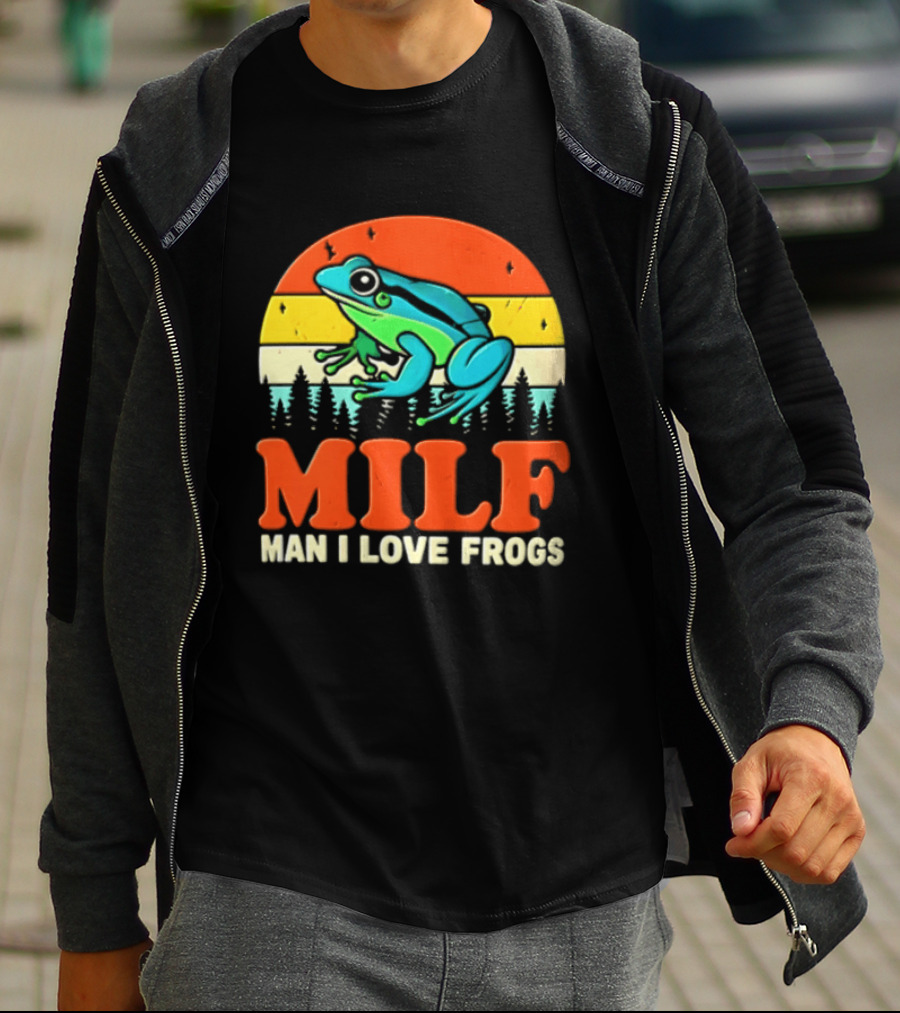MILF Man I Love Frogs Colorful Frog Retro Nature T-Shirt