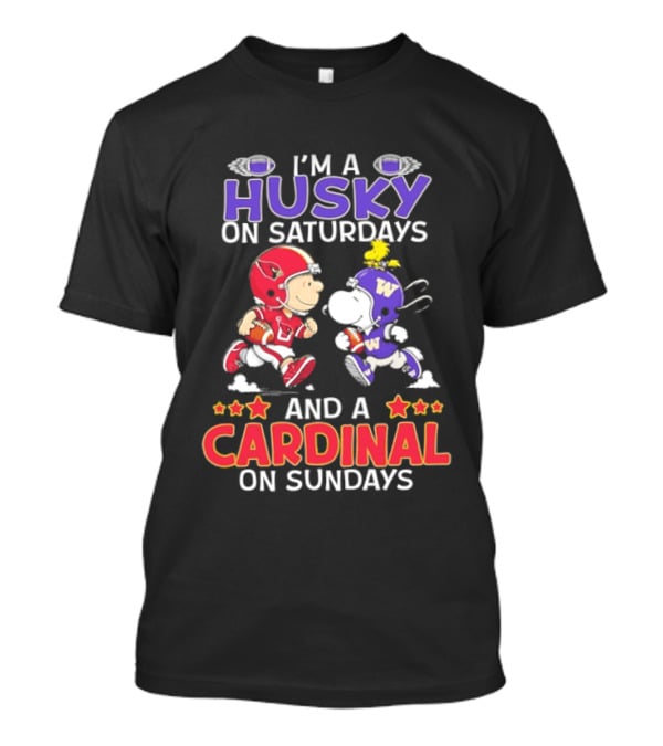 Peanuts Snoopy And Charlie Brown I'm A Husky On Saturdays And A Cardinal On Sundays T-Shirt