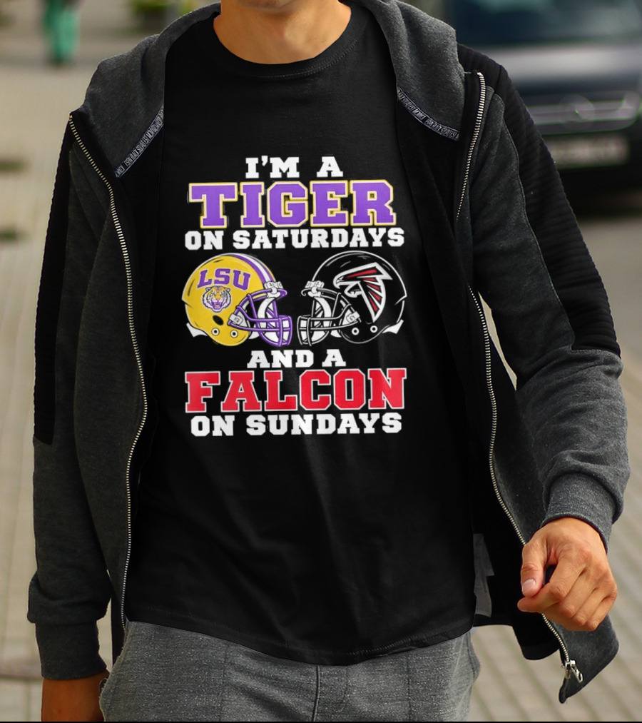 I'm A Tiger On Saturdays LSU Tigers And A Falcon On Sundays Atlanta Falcons T-Shirt