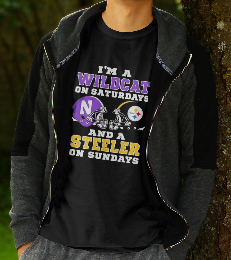 I'm A Wildcat On Saturdays Northwestern And A Steeler On Sundays T-Shirt