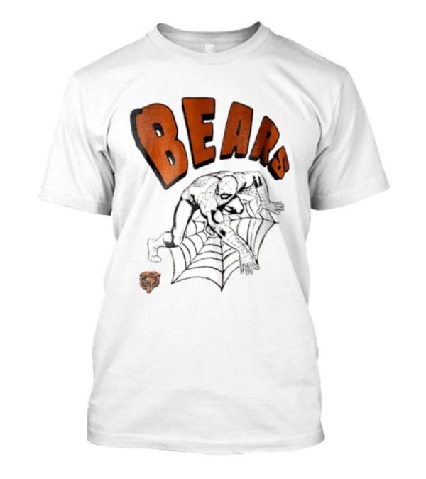 Chicago Bears Spider Man Crouching On Web With Bears T-Shirt