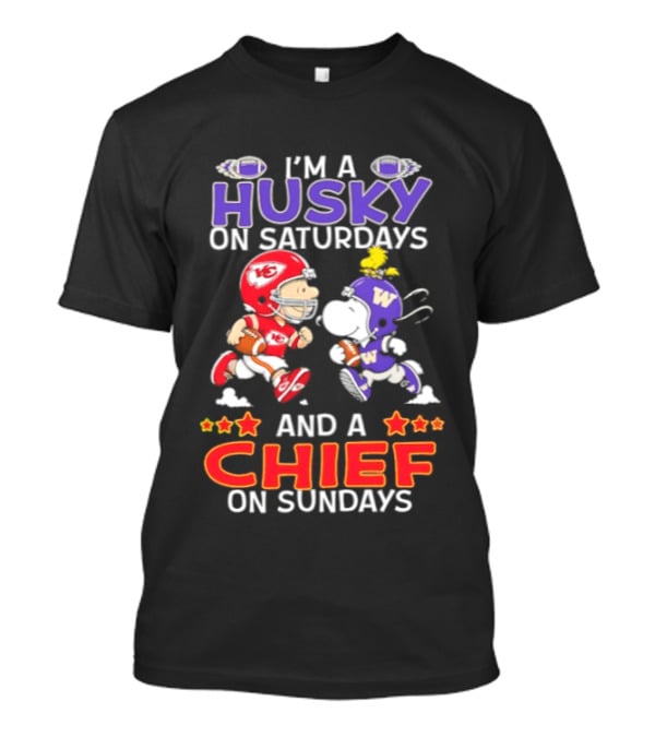 Snoopy Charlie Brown I'm A Husky On Saturdays Chief On Sundays T-Shirt