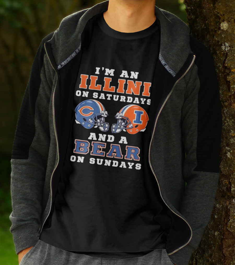 I'm An Illini On Saturdays And A Bear On Sundays Football Helmets T-Shirt