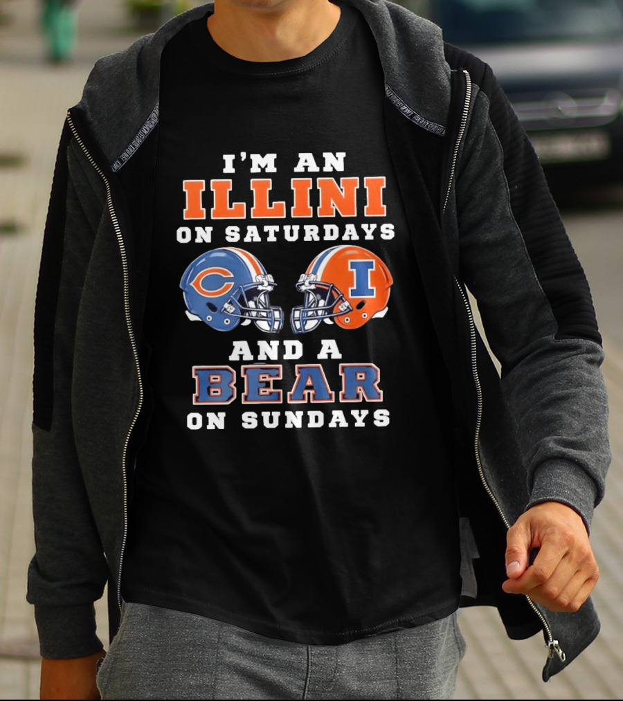 I'm An Illini On Saturdays And A Bear On Sundays Football Helmets T-Shirt