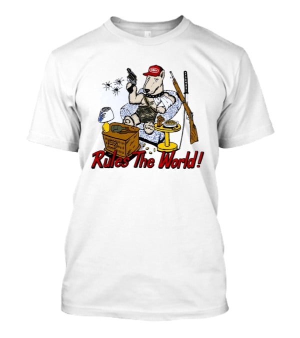 Corteiz Last Stand Rules The World Relaxed Gun Toting Bull Terrier In Camouflage And Cap T-Shirt