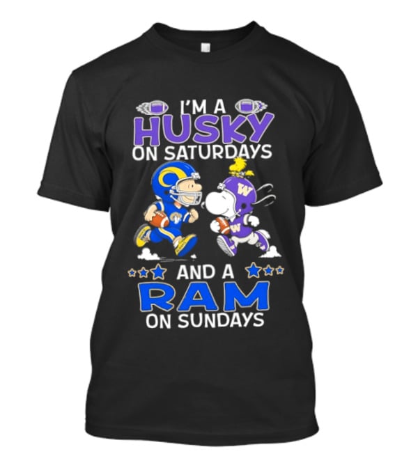 Snoopy Charlie Brown Husky Saturdays Ram Sundays Football T-Shirt
