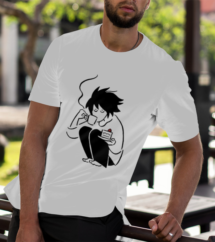 Death Note L Coffee And Strawberry Cake Scene T-Shirt